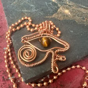 Copper King Eye of Heru Copper Pendant on a 24" Copper Chain