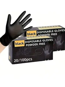 100PCS Black Heavy Duty Nitrile Gloves – Disposable Latex Free & Powder Free, Reusable Pet Hair Remover for Industrial, Auto Repair, Food Processing, Gardening, Salon, Cleaning