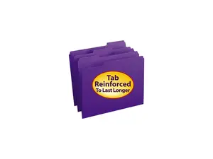 Smead 13034 File Folders, 1/3 Cut, Reinforced Top Tab, Letter, Purple, 100/Box
