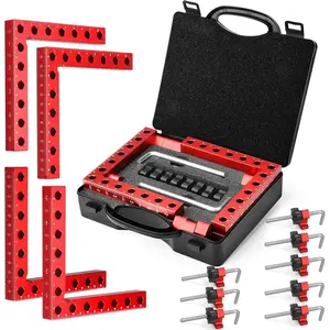 Corner Clamp for Woodworking, 90 Degree Clamp with Box, Angle Clamp Woodworking Tools, 4 Pack 5.5" x 5.5"Aluminum Alloy Positioning Clamping Squares for Picture Frames Cabinets