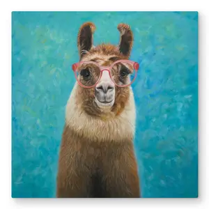212 MAIN 32x32 in. Brown Aluminium Metal Print Wall Art - Artistic Lightweight Llama Artwork, Farmhouse Kids’ Room Decor, Gifting Option