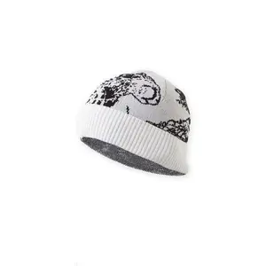 Black & White Beanie Hat | Animal Art Graphic Knit Cap