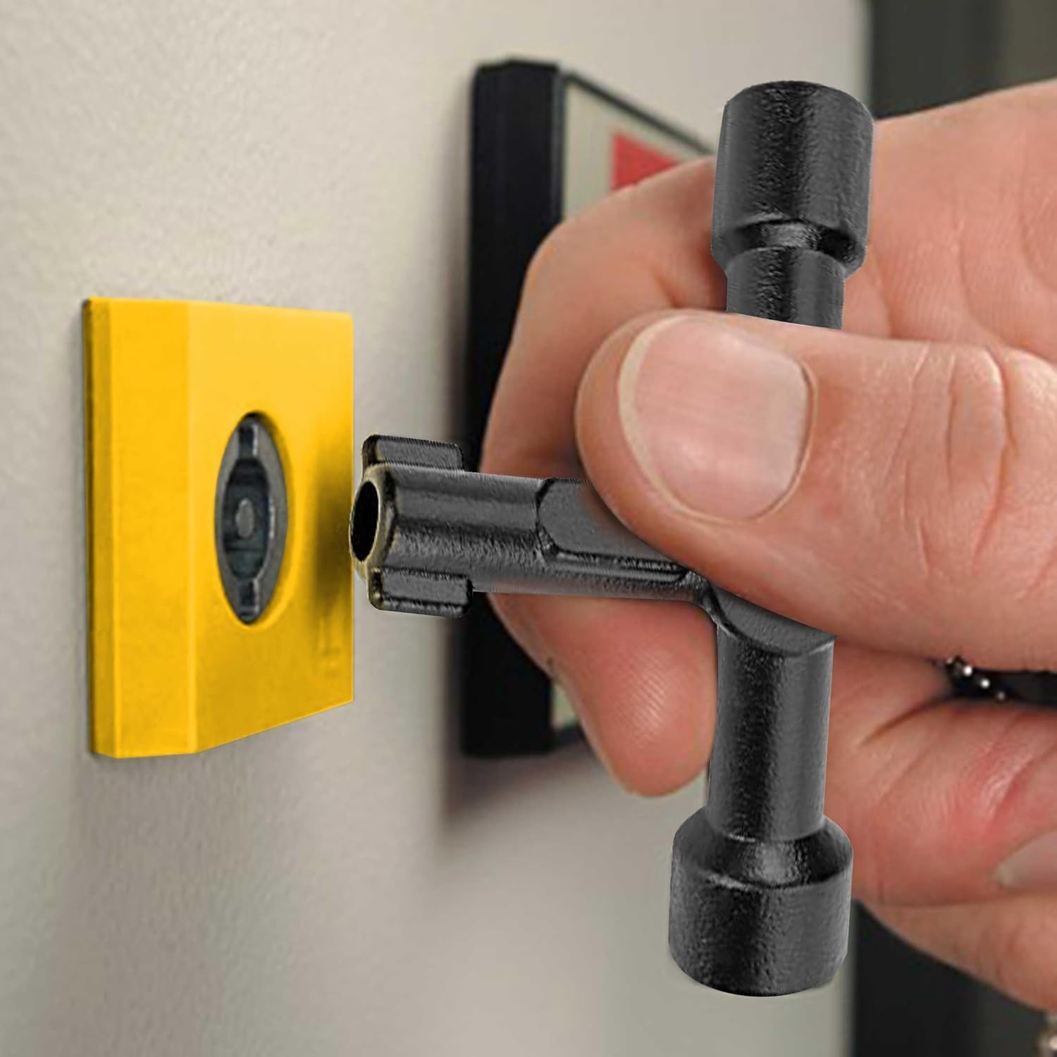 2 Pack Meter Box Key Gas Key, 4-Way Zinc Alloy Utility Key for Mail Box, Elevator, Electrical Cupboard Box, Train Door, Water Meter Valve, Black