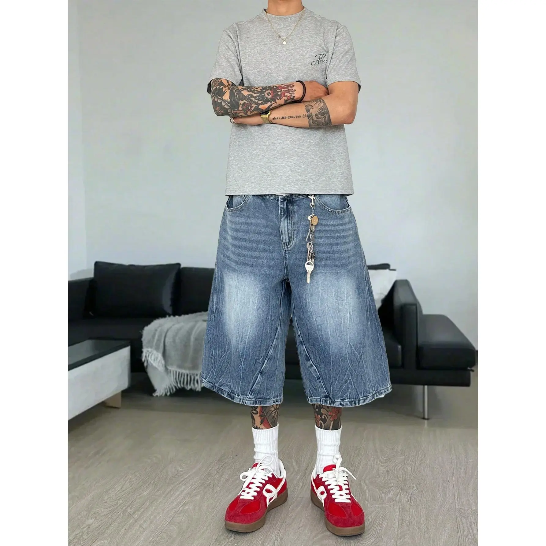 Ombre Pocket Casual Loose Fashionable Denim Shorts Jorts Tropical Street Hang Out College Sport Ombre Pocket Casual Loose Fashionable Denim Shorts Jorts Tropical Street Hang Out College Sport