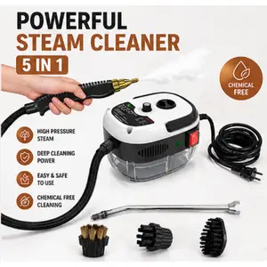 2500W Handheld High Temp Steam Cleaner - 130°C, 3Bar Pressure, Fast 20s Heat-Up, Chemical-Free, Portable for Car Detailing, Home Cleaning, Kitchen, Bathroom, Tile, Grout, with 4 Accessories
