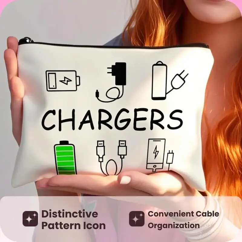 Charger Pattern Storage Bag, Convenient To Carry Around, Suitable for Dedicated Storage Of Cables, Usbs, and Electronic Accessories, Essential for Dai