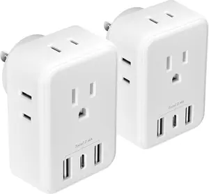 BN-LINK Multi Plug Outlet Extender , Outlet Splitter with 4 Outlet and 3 USB Ports (1 USB C), 4-Sided Multiple Plug Expander for Travel Kitchen Dorm Room Cruise Ship Essentials, White