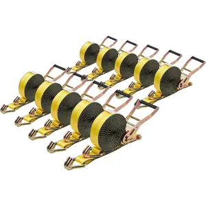 VEVOR E Track Ratchet Straps (30-Pack), 2x 15'E-Track Straps 4400 LBS Breaking Strength, Polyester Webbing Spring Fitting Ratchets, Durable Tie-Downs for Tires Motorcycles Trailers Loads YellowVEVOR Super Brand Day