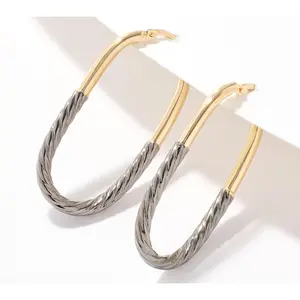 David Markstein Bronze Debut Double Texture Hoop Earrings