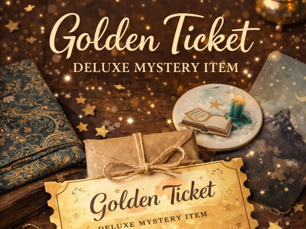Physical Golden Ticket Bookish Theme Add-On - Unisex Bookish Earrings, Decor Item, Adult Date Gift Surprise, No Digital Items Included, Artbooks, Surprise Gifts, Decorative Gifts