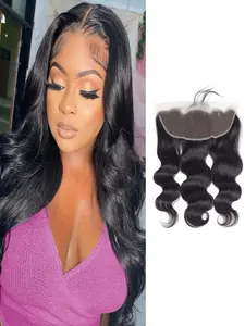 13x4 Lace Frontal Closure Body Wave Human Hair Ear to Ear HD Lace Frontal Closure Free Part Brazilian Body Wave Hair Extensions 150% Density Human Hair with Baby Hair