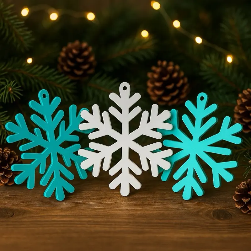 8” Hanging Snowflakes - Large Size-Multiple Color Multi Pack for Festive Decorations - 5 Pack
