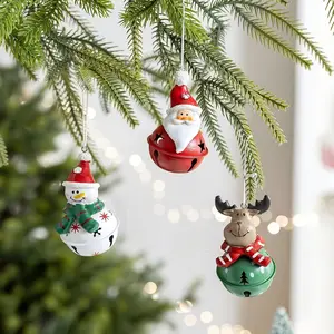 Santa Bell Christmas Tree Ornament, Snowman Reindeer Scene Decoration DIY, Festive Holiday Decorations for Home and Party
