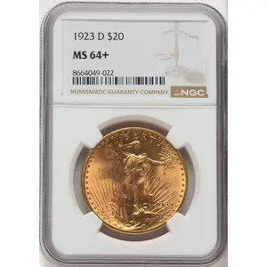 Saint-Gaudens Double Eagles (1923-D $20 NGC Plus)