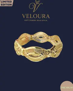 Filigree Wave Hinged Bangle – Gold Tone