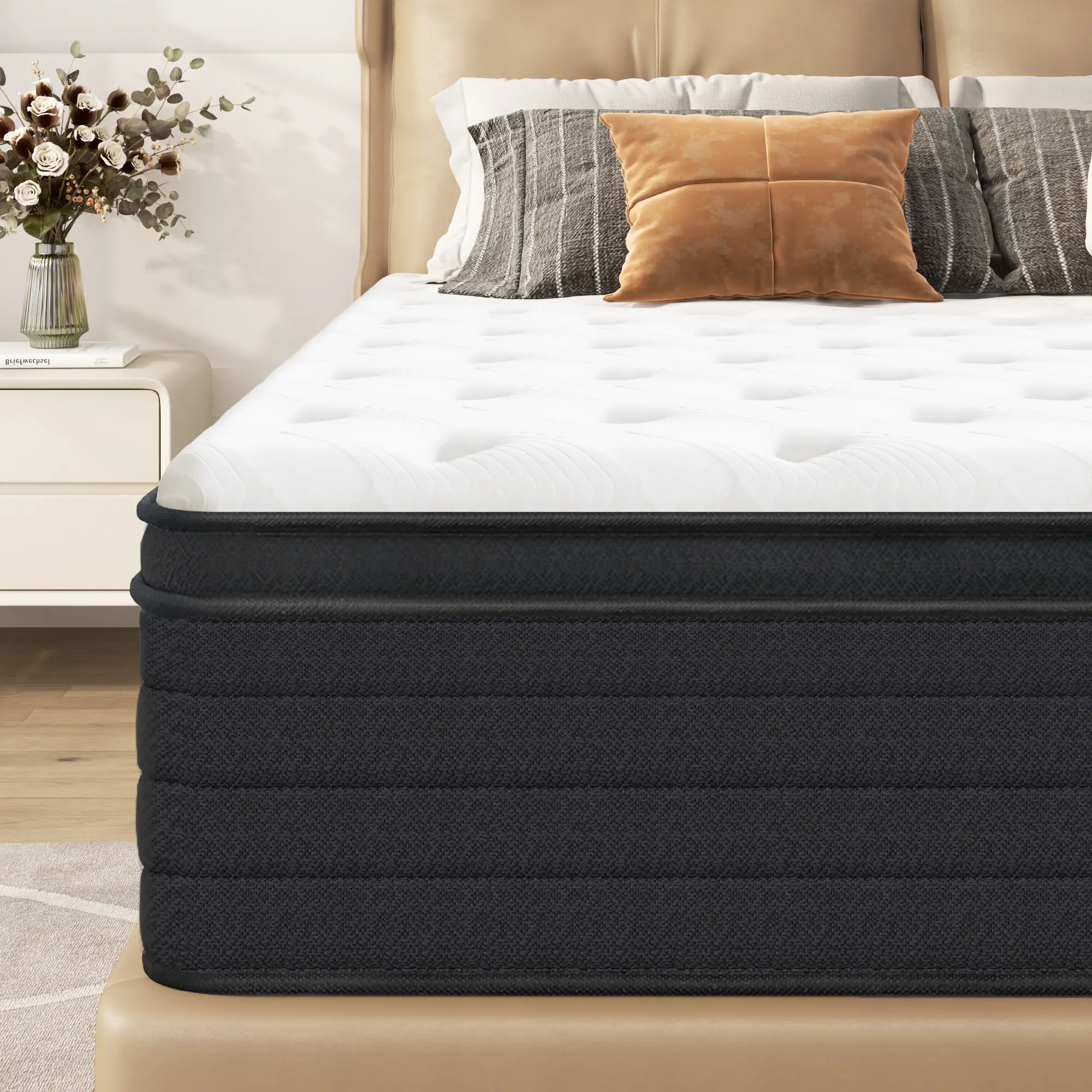 Hybrid 10&12 inch Mattress with Gel Memory Foam and Individual Pocket Spring, Medium Firmness, Ergonomic Design- for FahtersDayGift