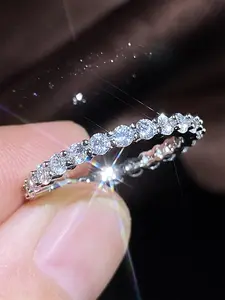 1 Piece Classic Glitter Artificial Zircon Decor Metal Ring, Ideal Gift Choice For Wedding, Party & Birthday, Artificial Zircon Rings, Unique Rings, Elegant Glittering Ring, Beautiful Rings