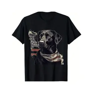 American USA Flag Labrador Retriever Owner Black T-Shirt