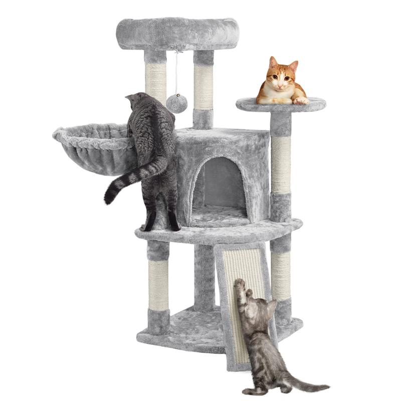 Yaheetech 42in Cat Tree with Scratching Posts and Condo, Plush Cat Tower with Perch Platform for Indoor Small Medium Cats