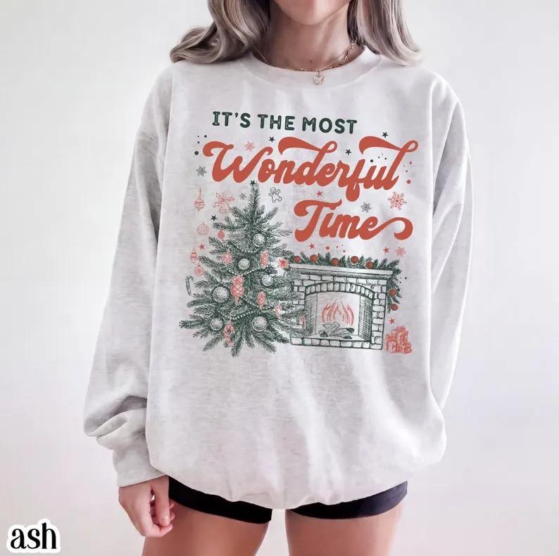 Christmas Cozy T-shirt – Sweatshirt – Hoodie Wonderful Time of Year Christmas Tree Cozy Reader Holiday Sweater Festive Xmas Tee Festive Pullover Gift Women