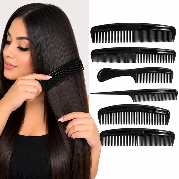 6-Piece Hair Comb Set – Styling, Detangling & Rat Tail Combs