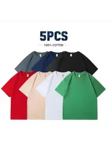 5-Pack 100% cotton Alimens&Gentle Men's Slim Fit Crew Neck Casual T-Shirts - Super Soft, Tagless, Essential Tees for Everyday Wear Unisex