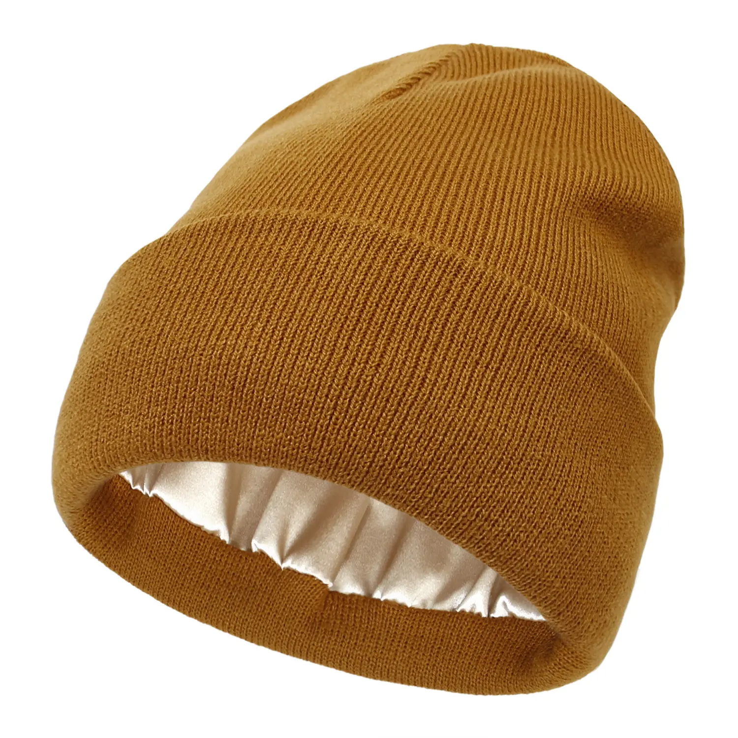 Warm & Cozy Bright-Colored Satin Lined Knit Beanie Hat, Fall  display picture 1