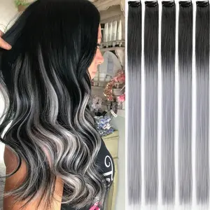 5PCS 20 Inch Clip-In Hair Extensions – Long Straight Synthetic Hairpieces for Women, Ideal for Halloween, Christmas, New Year & Party Looks