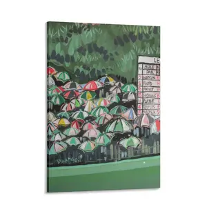 Masters Golf Tournament Rainy Spectators Canvas Print, Augusta National Golf Wall Art, Decor for Living Room, Bedroom, Man Cave, Home Office, Game Room, Golf Club