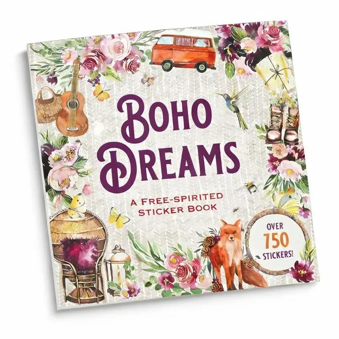 Boho Dreams Free-Spirited Sticker Book with Sticker Sheets, DIY Scrapbooking & Craft Supplies for Toys & Hobbies Activities Crafting Kit