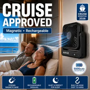 AOVOZ Magnetic Portable Personal Fan, 5000mAh Ultra-Slim Travel Fan, 4Wind Speed Adjustable, Built-in Hook Hanging Quiet Mini Cooling Fan,Ideal for Outdoor Camping, Hiking, Travel, Bedroom, Home & DailyOutdoor Essentials