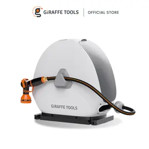 Giraffe Tools Ground-Mounted Retractable Hose Reel 1/2in 82ft for Home Garden Outdoor Quick Nozzle Change Versatile Use Durable Any Length Lock Stable Auto Rewind System Easy Watering For Anywhere Anytime