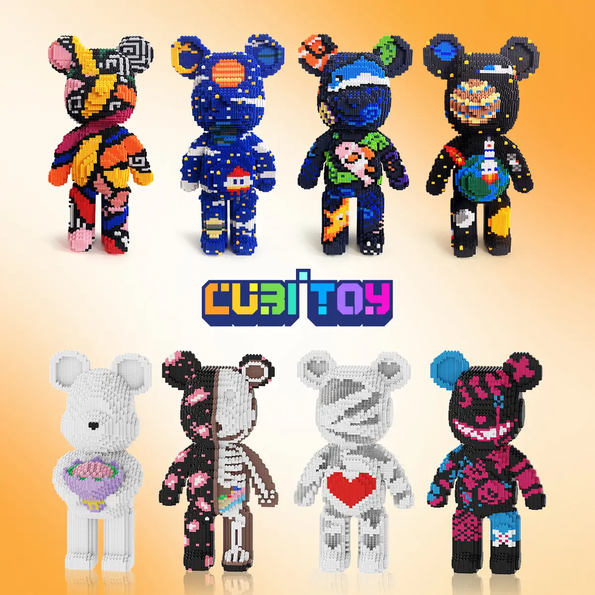 Cubi Medium Bear Series Micro 3D Building Block Set (3668 PCS EACH) ABS Micro Blocks for Coordination and Creative Play, 21x13x10 Inches