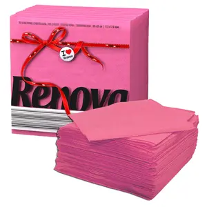 Renova Pink Paper Napkins Folded 1 Ply 2 sets of 70 Napkins