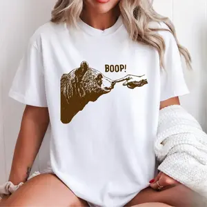 Boop! Vintage Bear T-Shirt, Retro Nose Boop Graphic, Funny Meme Animal Design, Unisex Comfortable All-Season Wear