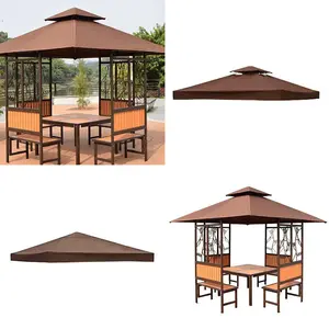 US 10'x10' Waterproof Gazebo 1 2Tier Top Replacement Canopy UV Sunshade Cover