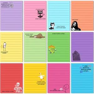 12 Pcs Funny Sticky Notes for Work 4x3 Inches Sarcastic Self Adhesive Notepads Novelty Memo Pads for Office Coworker Gifts Employee Appreciation Supplies(Funny-Lines,Multi Color)