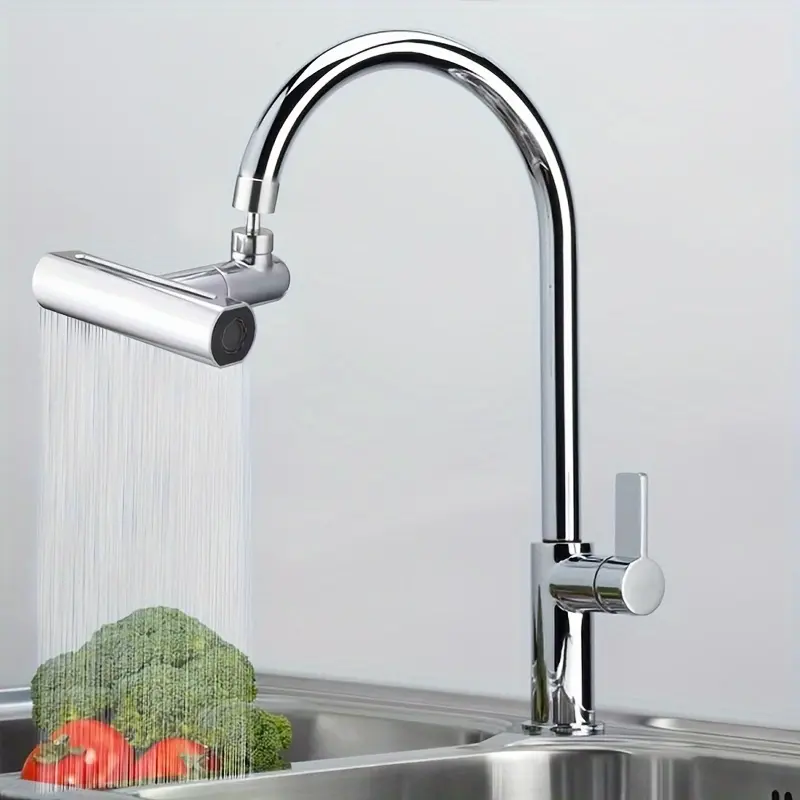 4-Function Kitchen Faucet with Spray Modes, Splash-Proof Design, Rainfall Feature, Universal Fit, Eco-Conscious & Water-Saving, 5.5 in x 3 in x 2.5 in