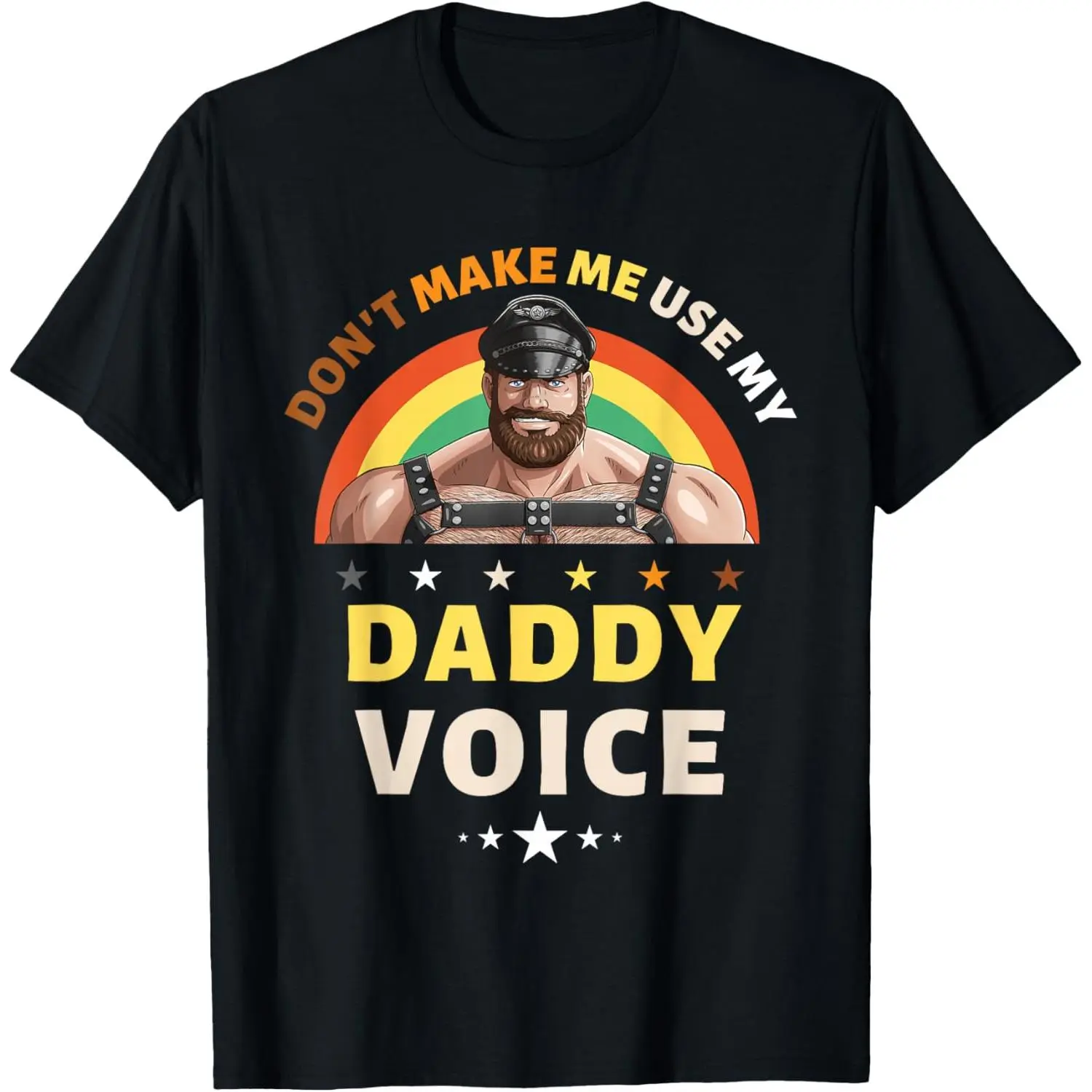 Men's Soft Cotton Breathable Short-Sleeve Graphic-Print Tee - Funny "Don't Make Me Use My Daddy Voice" Gay Bear Pride Streetwear, Dad Vibes, Humorous Badge Casual Menswear, Dad Vibes Men's Short-Sleeve T-Shirts