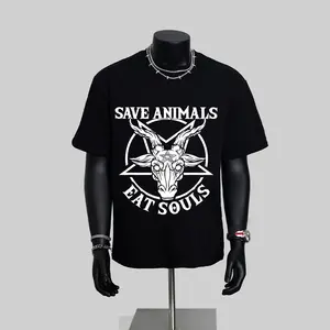 Baphomet & Pentagram Gothic Satan-Themed Cotton T-Shirt - Soft, Breathable Crew Neck Tee for Men, Perfect for Casual Wear, Sizes S-3XL, Black y2k  outfits  men time  tee  shirt  backwards demon slayer  merch double print