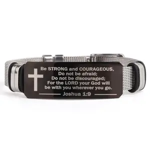 Bible Verse Bracelet,Stainless Faith Jewelry Joshua 1:9 Gift Religious Jewelry Inspiration Wristband Gifts Unique Gift As You,Gift for Friends Boyfriend Husband.