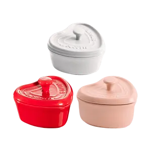 Staub Heart Ceramic Bowl Set - 3-Piece Soup & Rice Bowls, French Staub Enamelware, Kitchenware Gift