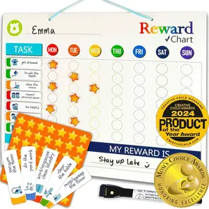 Behavior Chore Chart for  at  -  Reward Visual Schedule Chart - Dry and Erase Routine and Responsibility - Use 48  & 49 Stars - from  to Teens