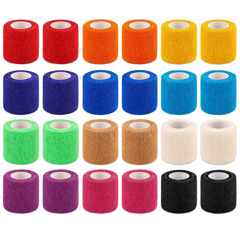 Self Adhesive Elastic Cohesive Bandage Wrap - Spandex-Elastane Breathable Stretch-Fit Athletic Ankle Tape for Swelling, Aids in Healing, Wrist Support, Boxing & Martial Arts Use
