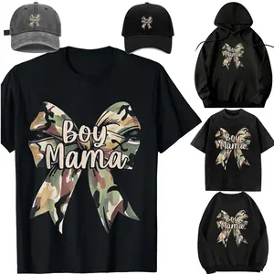 Unisex-Boy Mama Camo Coquette Bow Checkered Mom Mother's Day T-Shirt