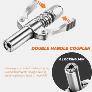 Grease gun connector, 12,000 PSI high-pressure dual handle quick-release grease nozzle, compatible with all NPT grease guns, three-layer automotive truck maintenance tool.