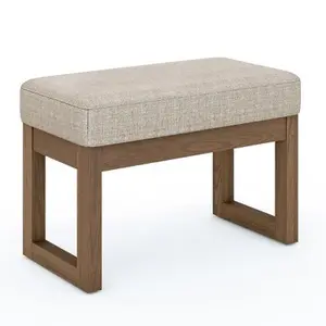 Simpli Home Storage Ottoman Square Flip Tray Wood Living Room Bedroom Platinum