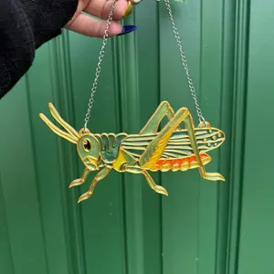 Handmade Grasshopper Suncatcher, Decorative Window Hanging for Home, Garden, or Patio