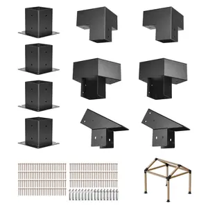 4x4 Inch Pergola Bracket Kit with Inner 3.5x3.5 Inch Brackets, 3-Way and 4-Way Corner Mounts, Heavy-Duty Galvanized Steel Hardware for Outdoor Gazebos, Pergolas, Decks and Patio Structures, Easy Assembly