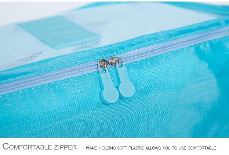 6pcs/set Men and Women Luggage Travel Bags Packing Cubes Organizer Fashion Double Zipper Waterproof Polyester Bag